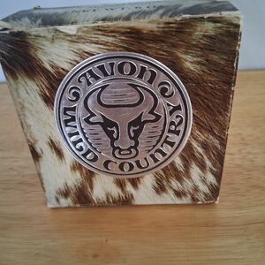 Avon Wild Country Bull Design Box With Soap On A Rope.